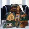 Country cottage bear moose blanket sofa decoration blanket travel warm blanket boys and girls holiday gift