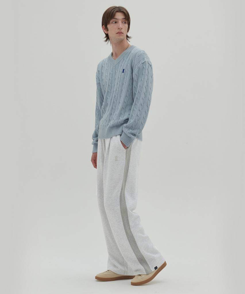 Sekeonmonollogeu Keyhole Side Contrast Wide Sweatpants Light Gray_Sept022Lgray