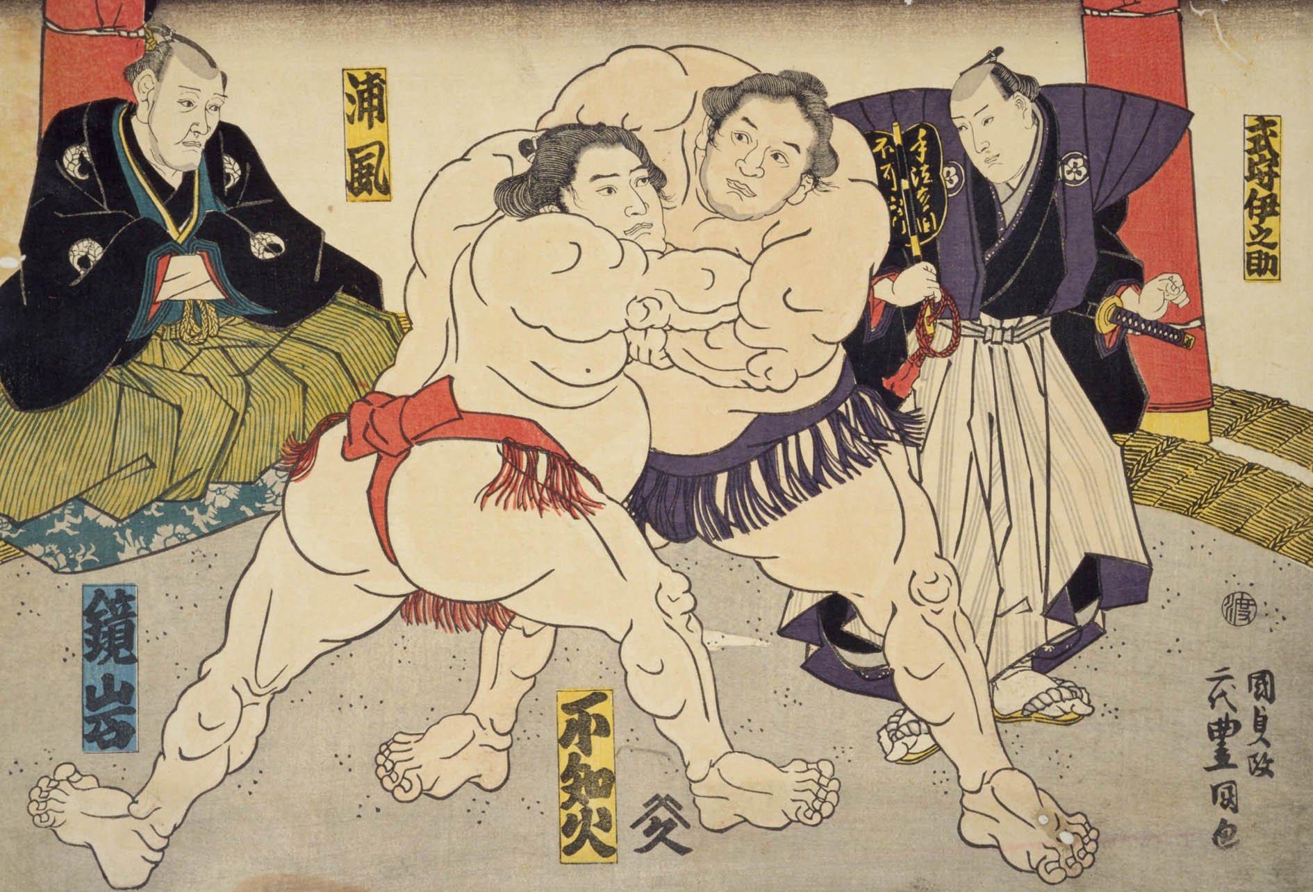

300-piece Jigsaw Puzzle Sumo Wrestling Nishikie [Bout Illustration] (26x38cm) 300-145