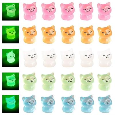 Tiny Mini Cat Animal Resin Cat Ornaments Micro Landscape Luminous Cat Figurines for DIY Home Decor