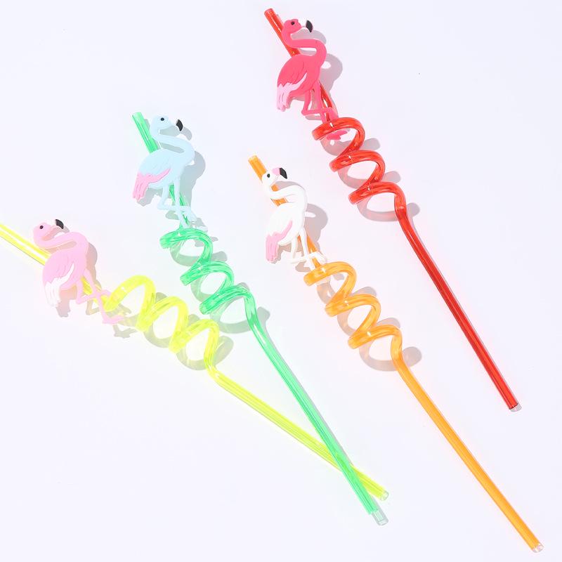 4PCS Flamingo Sipper Drink Straw PVC Soft Plastic Sipper Bar Birthday Party Restaurant Art Sipper