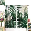 Tropical Palm Leaf Curtains Natural Emerald Green Gold Botanical Plant Abstract Printed Window Treatments Curtain Made Of Polyester With Rod Pocket