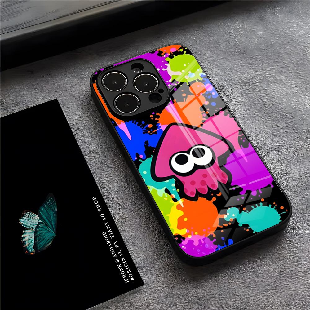 

Game S-Splatoon Art Phone Case For IPhone 17 Pro Max 15 Pro 16 14 Plus 12 13 Mini 11 Pro Shockproof Glass Cover iPhone11Pro