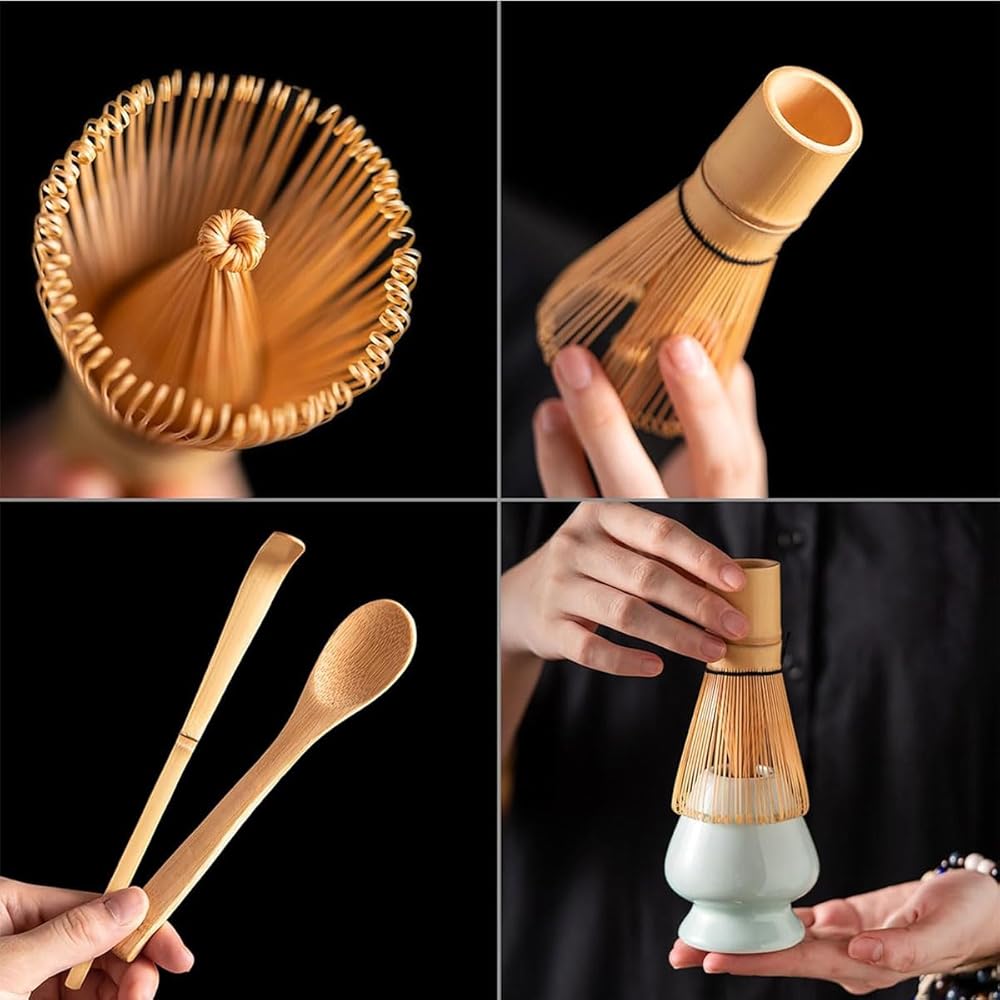 BTtime Tea Whisk Set 3 Pieces Bamboo Chasen Chashaku Matcha Whisk Spoon Tea Ceremony Tools