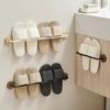 Modern Walnut Wood No Drill Shoe Rack Wall Mount With Water Drainage For Home Entrance