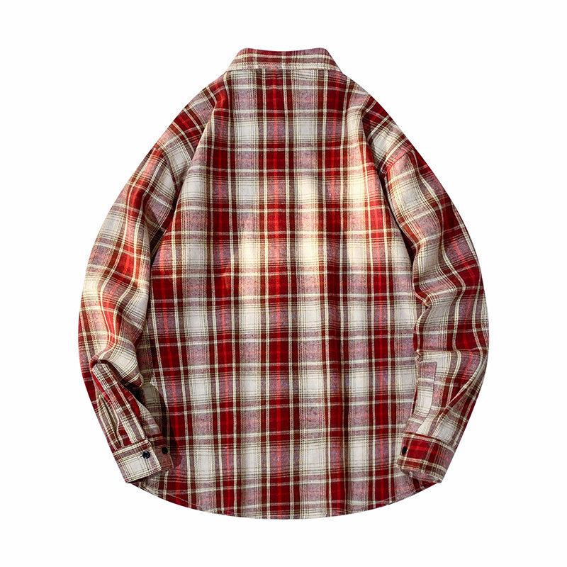 Men's Striped Plaid Long-Sleeve Shirt Jacket - Japanese Fashion, Hong Kong Style, Ideal for Spring and Autumn