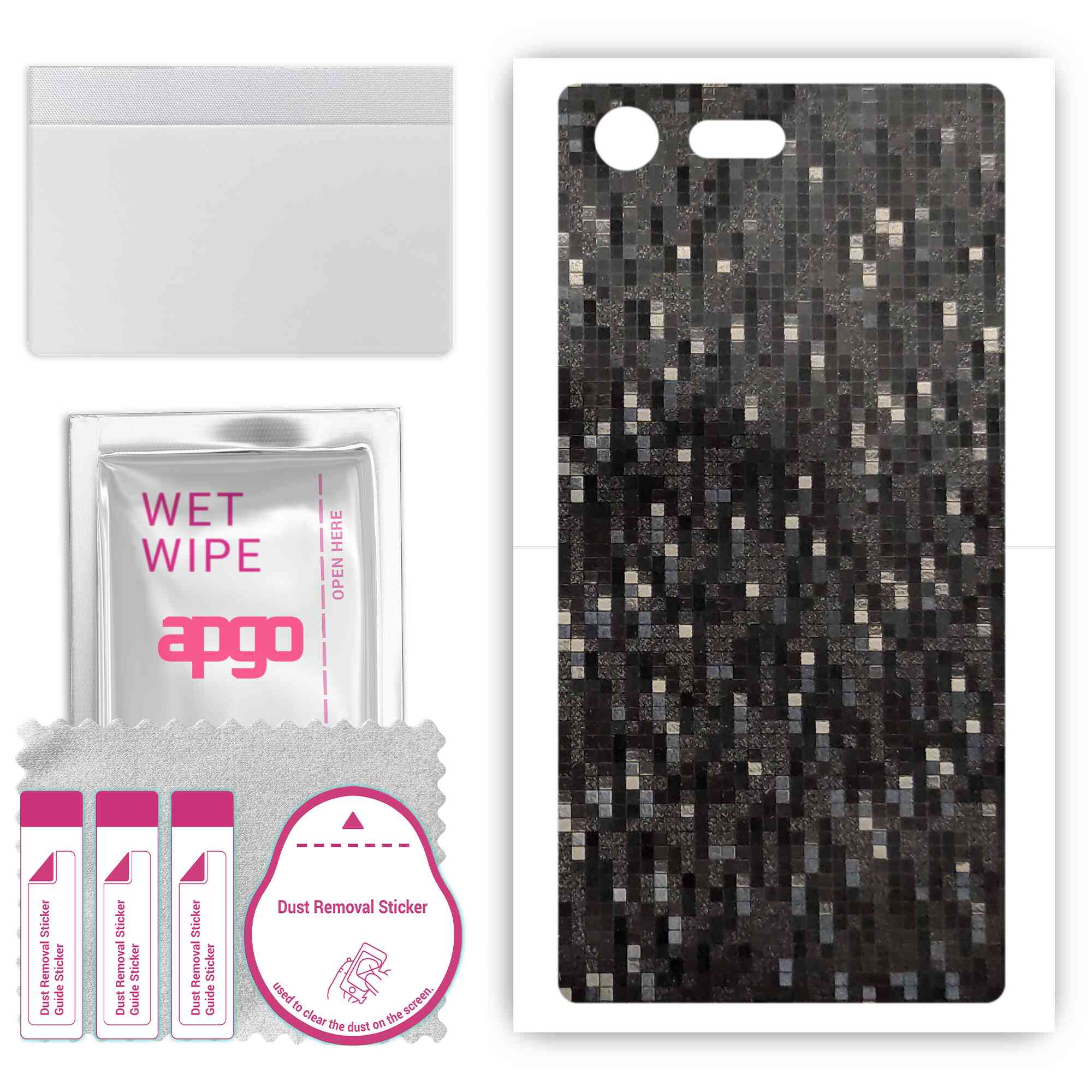 

Apgo Protective Skin Sticker для задньої панелі, сумісний із Sony Xperia X Compact, Wrap Film, Foil, Vinyl - Pattern Carbon Black Pixel