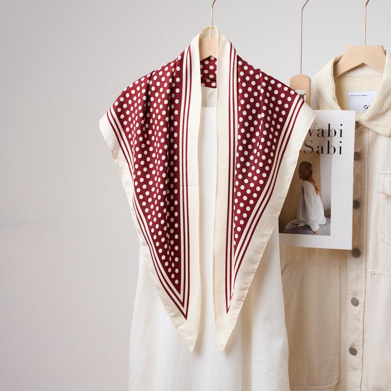 Women Korean Style Fashion Soft Polka Dot Twill Neck Scarf Sunscreen Shawl