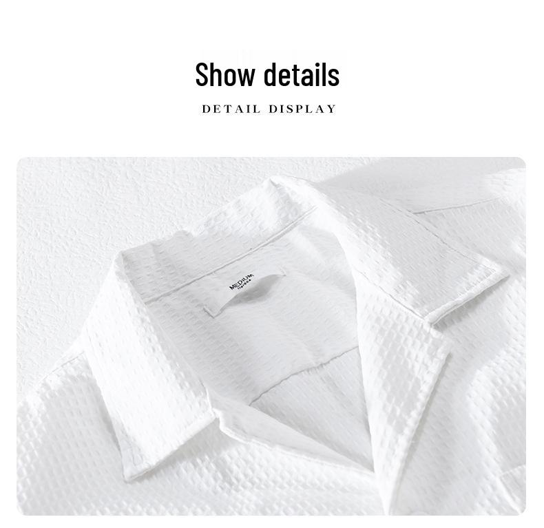 Men's Summer Waffle Short Sleeve Cuban Collar Shirt - Trendy, Comfortable, Versatile