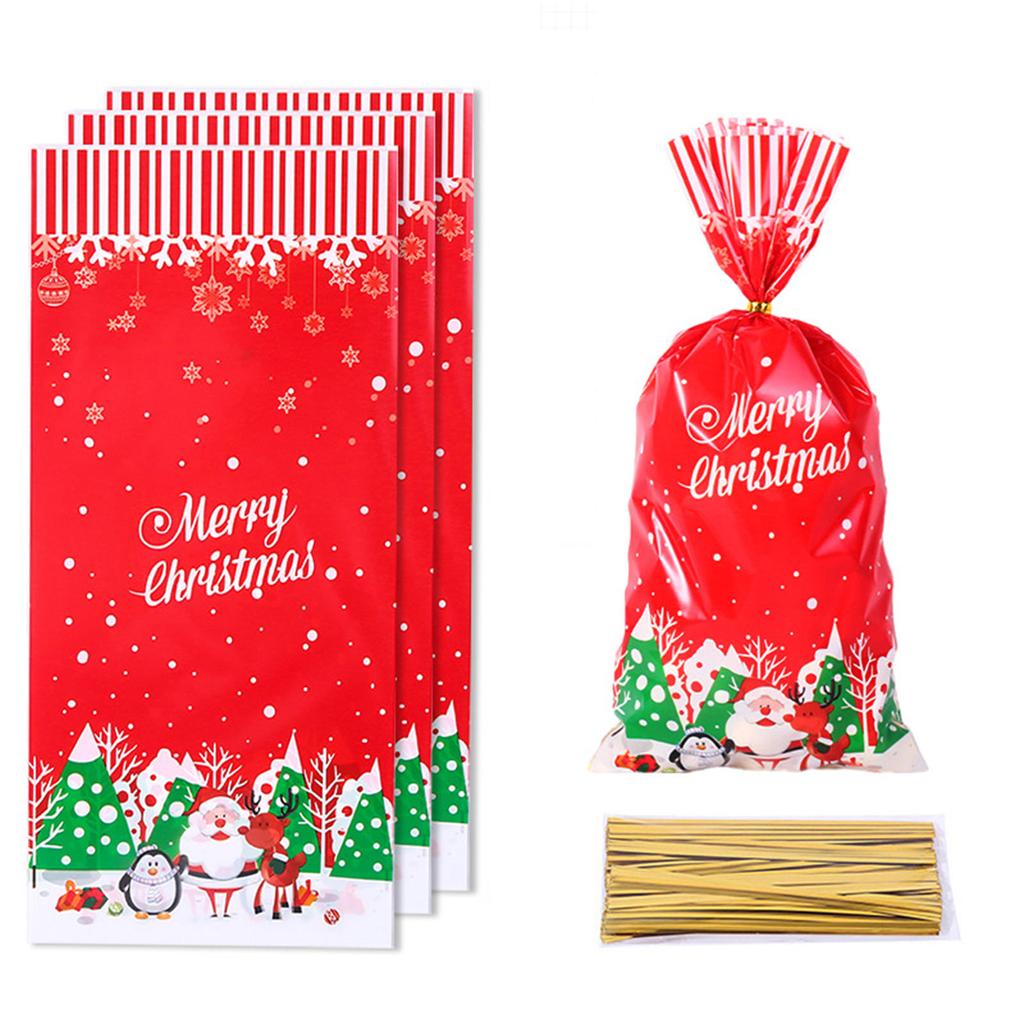 Holiday Treat Bags 50PCS Colorful Cookie Storage Pouch Portable Christmas Candy Bags Organizers for Gift Wrapping