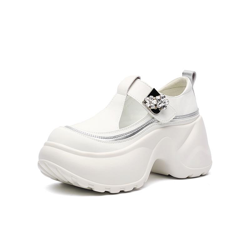 

Trendy platform sandals women s 2025 summer new hollow Velcro sandals versatile thick sole heightening little white shoes 40 белый