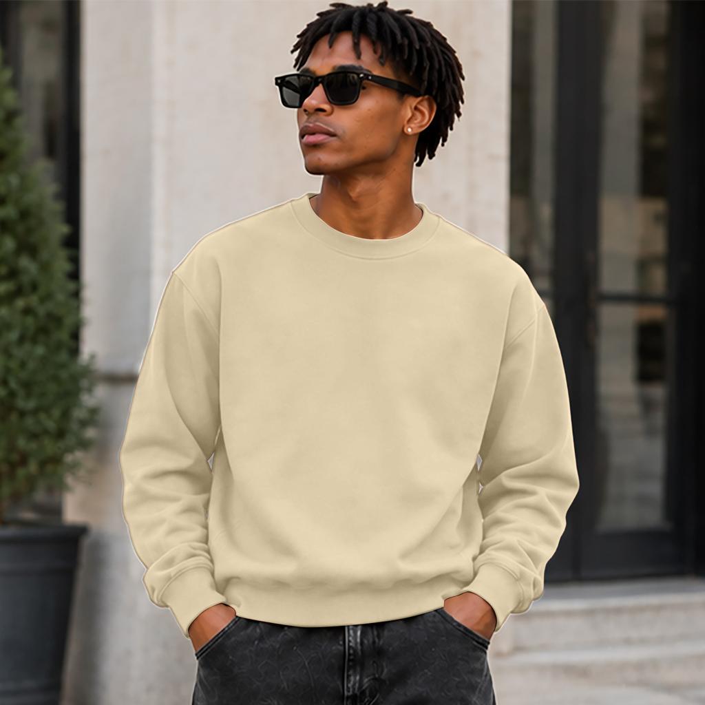 Men's Color Casual Loose Fit Pullover Sweatshirt