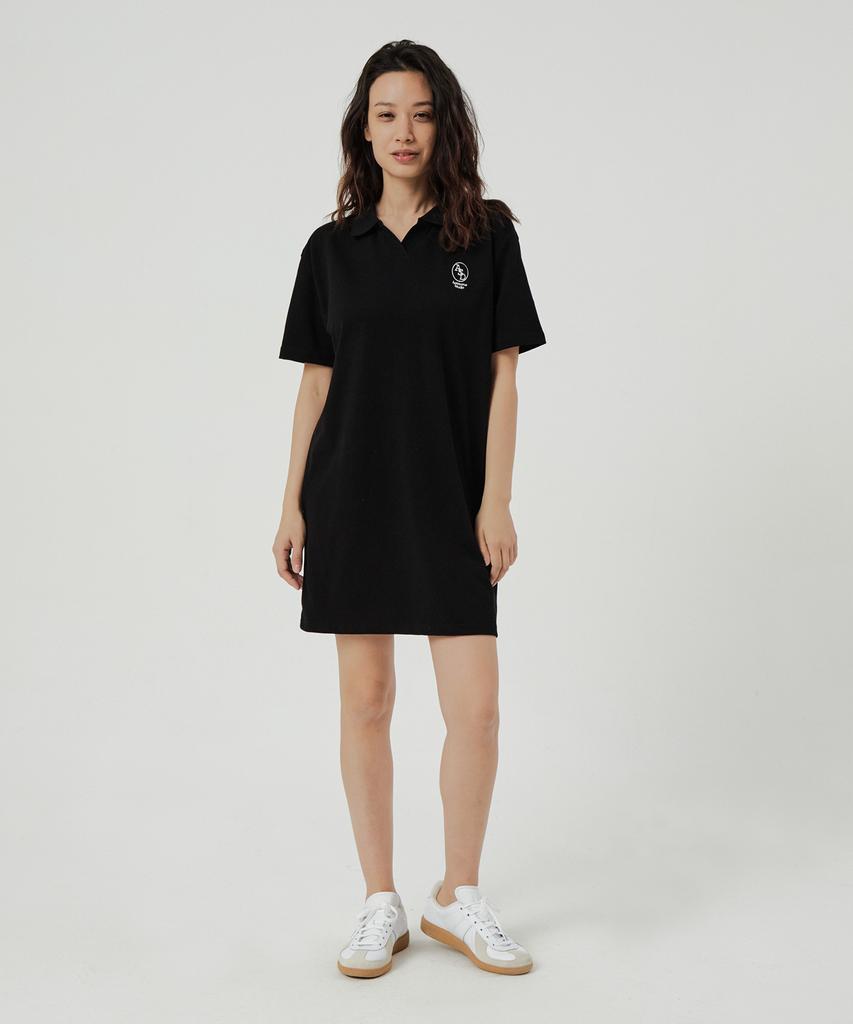 AWESOME STUDIO Black Collared Pique Dress
