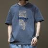 American Style Short Sleeved T-shirt for Men In Summer New Hong Kong Style Ins Trendy Brand Letter Print Loose Oversized Pure Cotton Half Sleeve