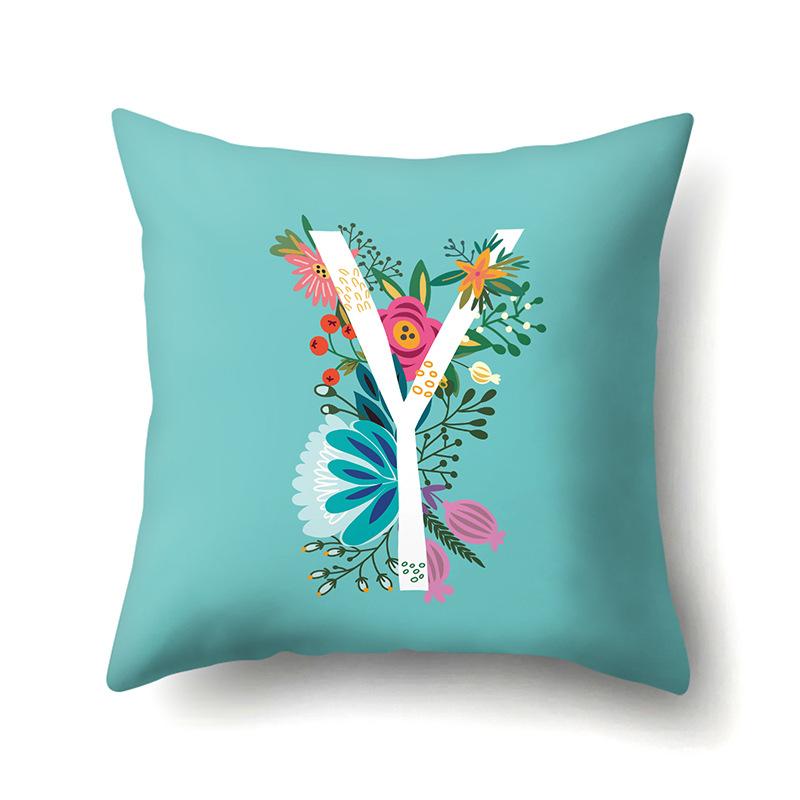 Polyester Pillowcase Flowers Fresh Home Decoration Print Pillowcase 26 English Letter Cushion Cover