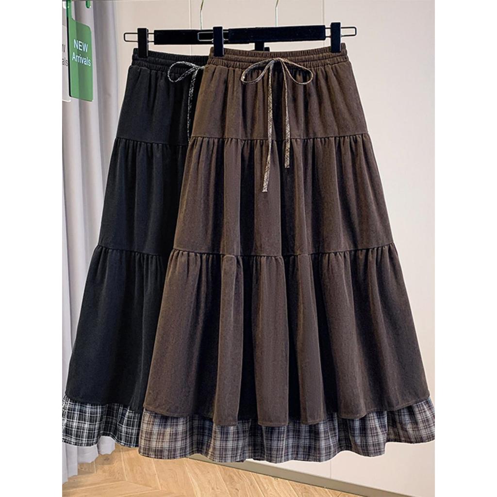 Melaleuca Pleated Plaid High-Waist Ruffle Skirt - Women's Plus Size, Autumn 2026