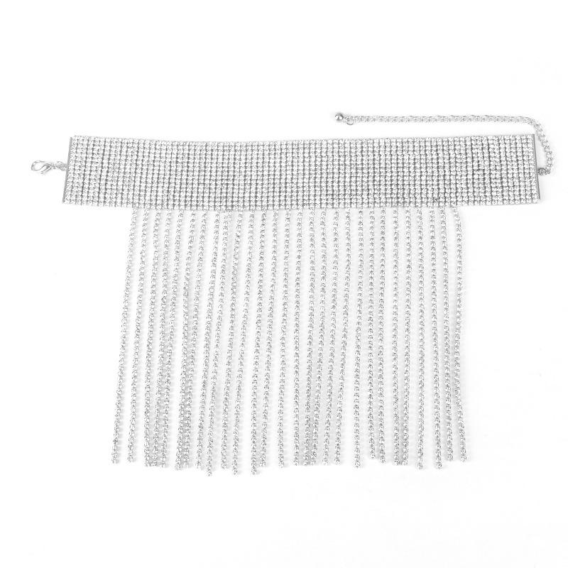 Exaggerated European and American Shiny Diamond Tassel Anklet for Fashion High Heels