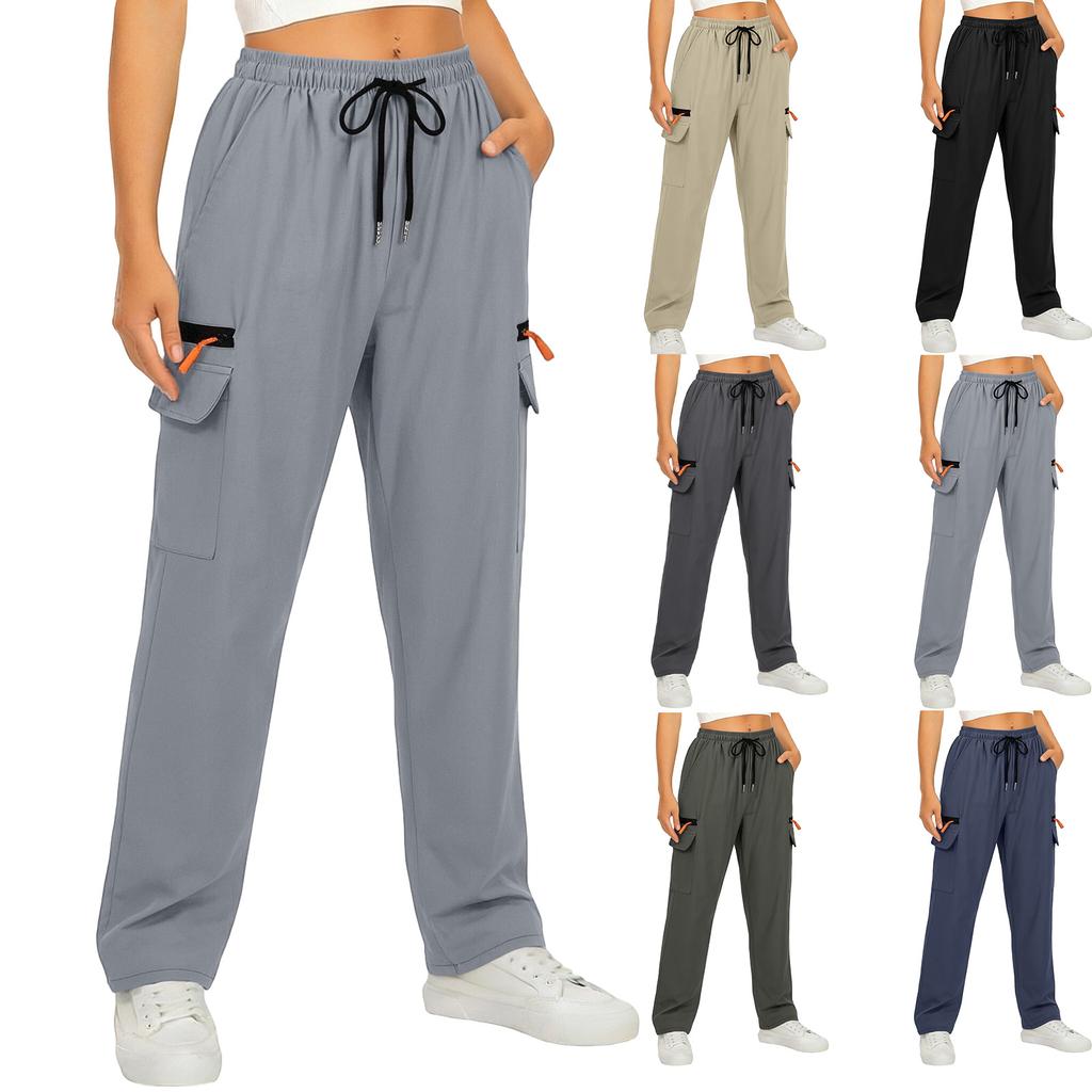 Pantalon Décontracté Ample pour Femme – Pantalon Cargo à Séchage Rapide avec Cordon de Serrage
