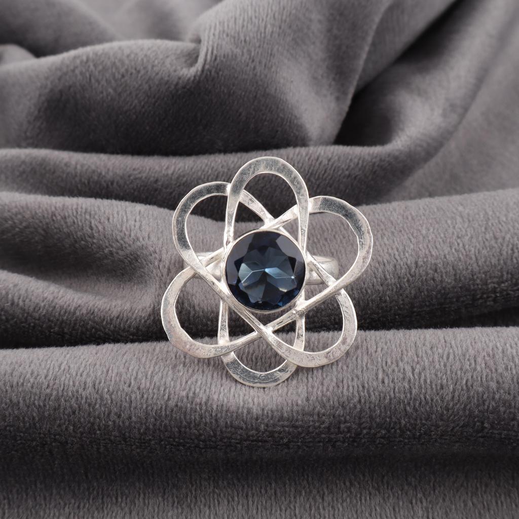 London Blue Topaz Ring, 925 Solid Sterling Silver Gemstone Jewelry, Handmade Ring, For Thanksgiving Gift