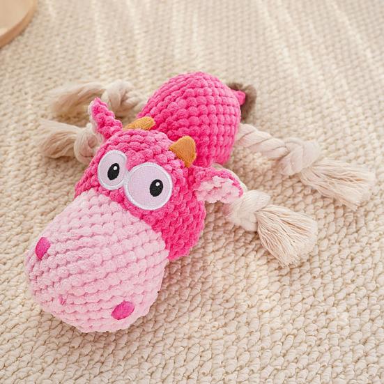 Plush Dog Toy for Aggressive Chewers Interactive Squeaky Chew Toy Soft Stuffed Animal with Cotton Rope Legs for Teething Puppies Small Medium Large