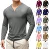 Herr Casual Sport och Fitness Storlek Plus T-shirt, Herr Elastisk och Bekväm Långärmad V-ringad Bas Topp