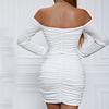 Rochie elegantă de primăvară/toamnă pentru femei, cu un singur umăr, mânecă lungă, mulată pe corp, sexy, stil european/asiatic, wrap