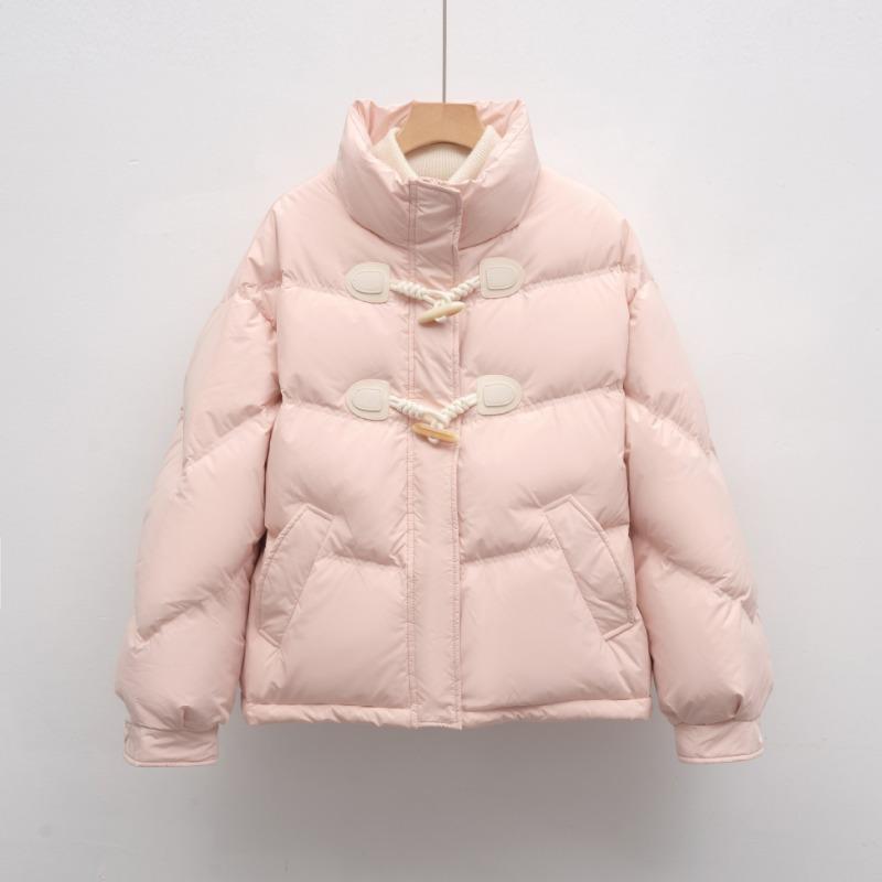 

Перо новый короткий свободный вельветовый жакет куртка стойка воротник рог пряжка пуховик женский S