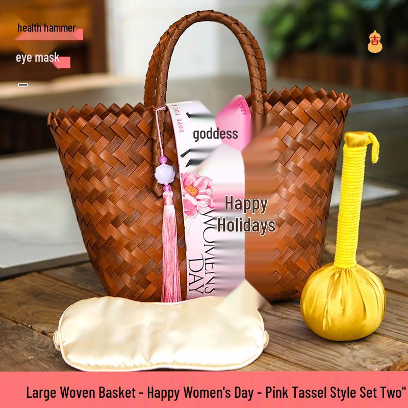 38th Festival Goddess Gift Set: High-End Bamboo Basket Souvenir for Employees