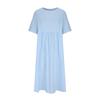 Plus-size Loose Cotton Linen Round Neck Pocket Five-quarter Sleeve Mid-length Dress