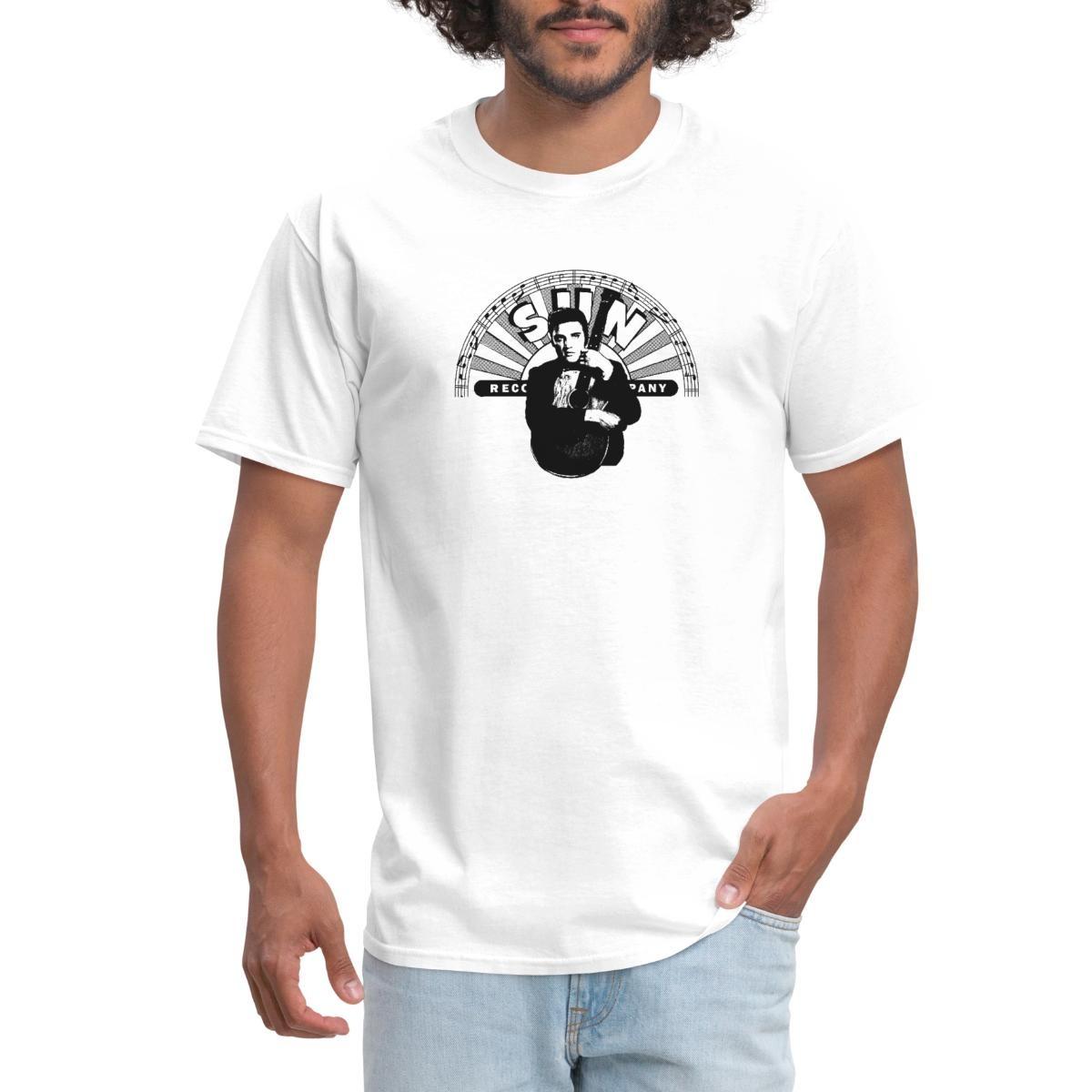 Elvis Presley Elvis With Guitar & Sun Records Logo Men s T-Shirt M