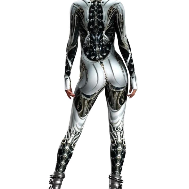 Unisex Mechanical Armor Robot Warrior 3D Digital Printed Halloween Cosplay Jumpsuit Women Men Carnival Party Dress Up Costume