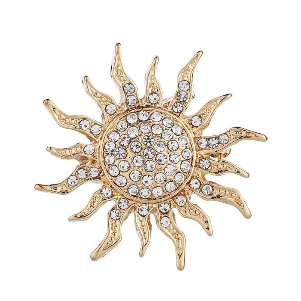 

Rhinestone Zinc Zinc Alloy Sun Brooch Sunflower Suit Collar Pin Delicate Men Brooch Jewelry Accessories Gold 4.5cm