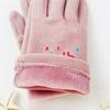 Children's Warm Gloves Five Finger Plus Velvet Touch Screen Elastic Boys and Girls Soft Bike Autumn and Winter Windproof Cartoon Gloves