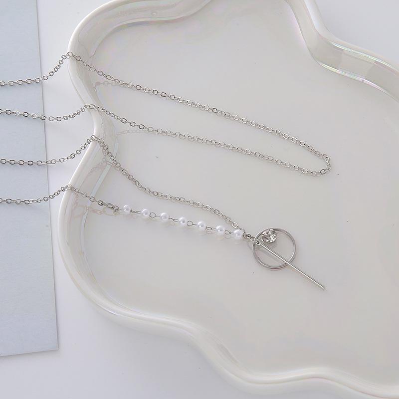 Elegant Luxury Necklace with Imitation Diamond & Pearl - Niche Design for Versatile Style