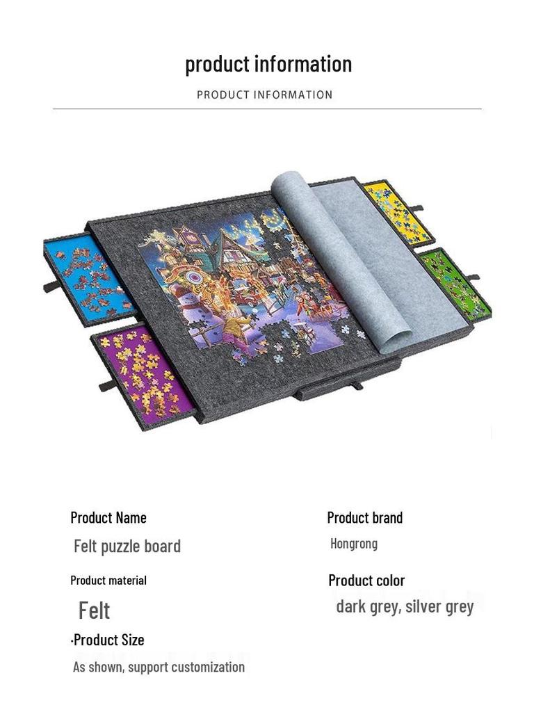 Children's Cross-Border Jigsaw Table - 1000-Piece Non-Woven Mat with 6 Drawers for Portable Puzzle Sorting