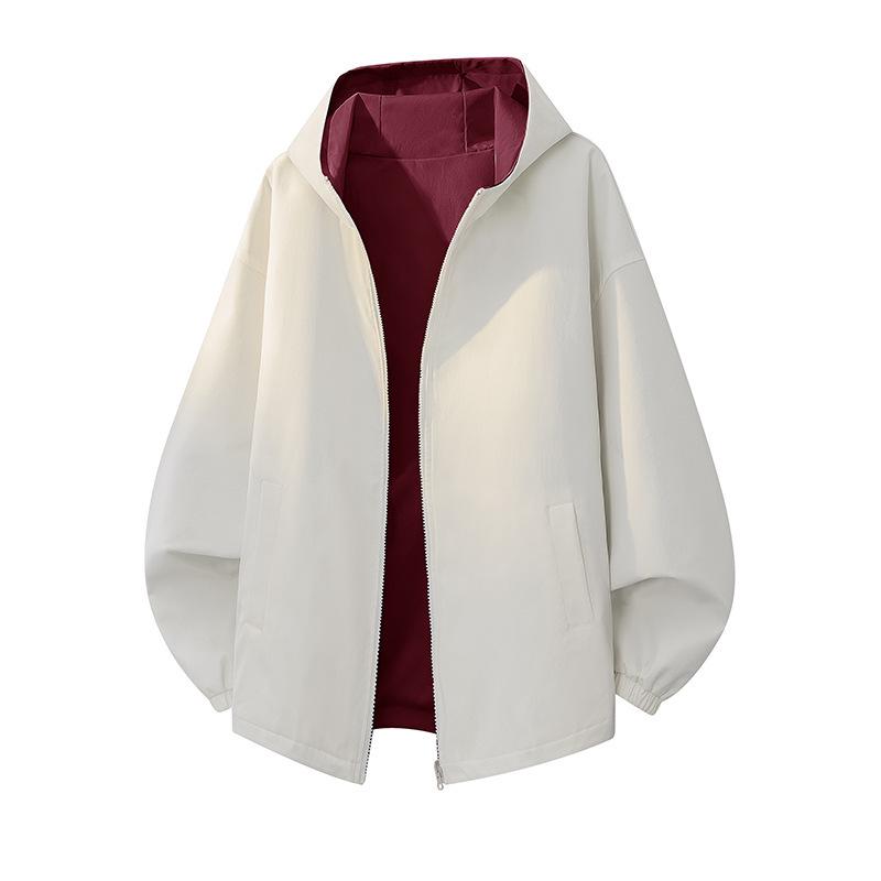 Мужская двусторонняя водоотталкивающая ветровка с капюшоном Осень 2025 2XL бежевый