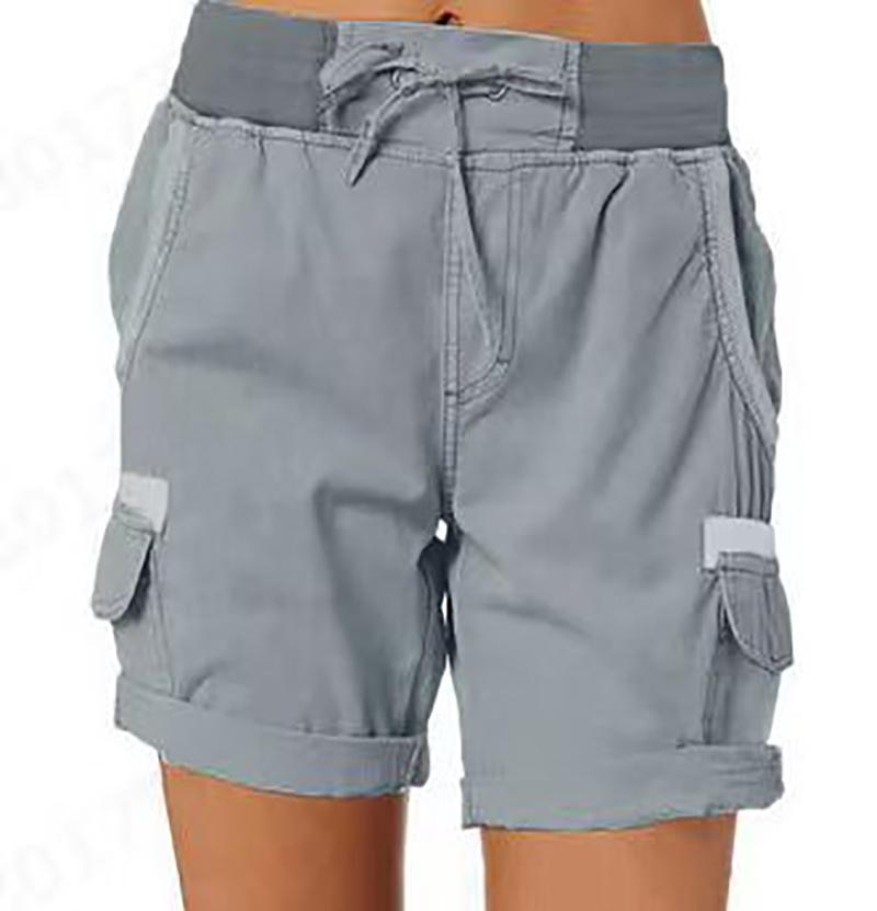 

Женские шорты-карго с высокой талией, женские повседневные свободные летние брюки из хлопка и льна XL синий