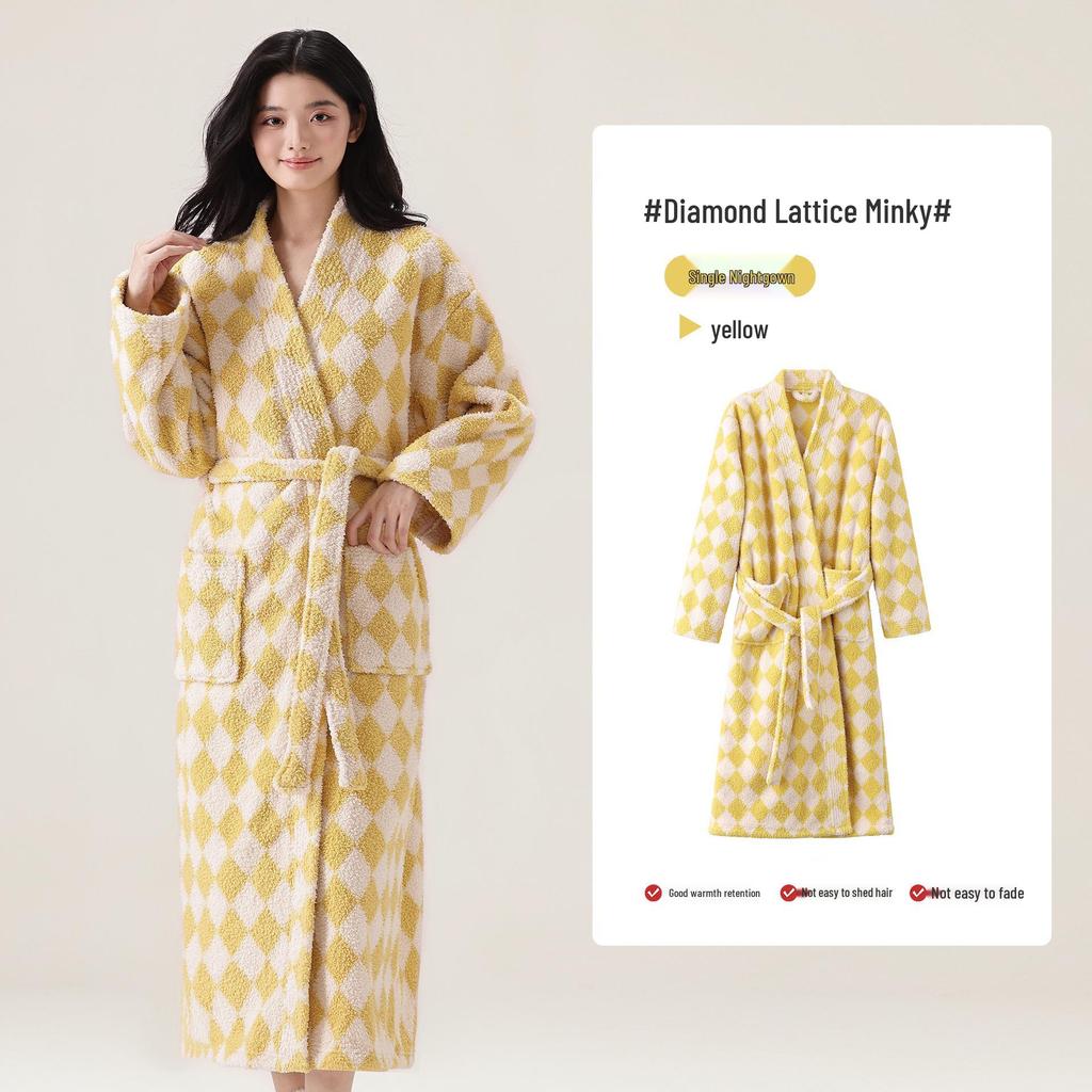 2025 Damen Verdickter Plüsch Velours Bademantel - Winter Lang Korallenfleece Homewear für Paare