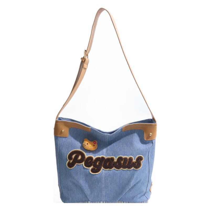Denim Commuting Versatile Large Capacity Old Retro Shoulder Street Leisure Tote Bag High Value Hair