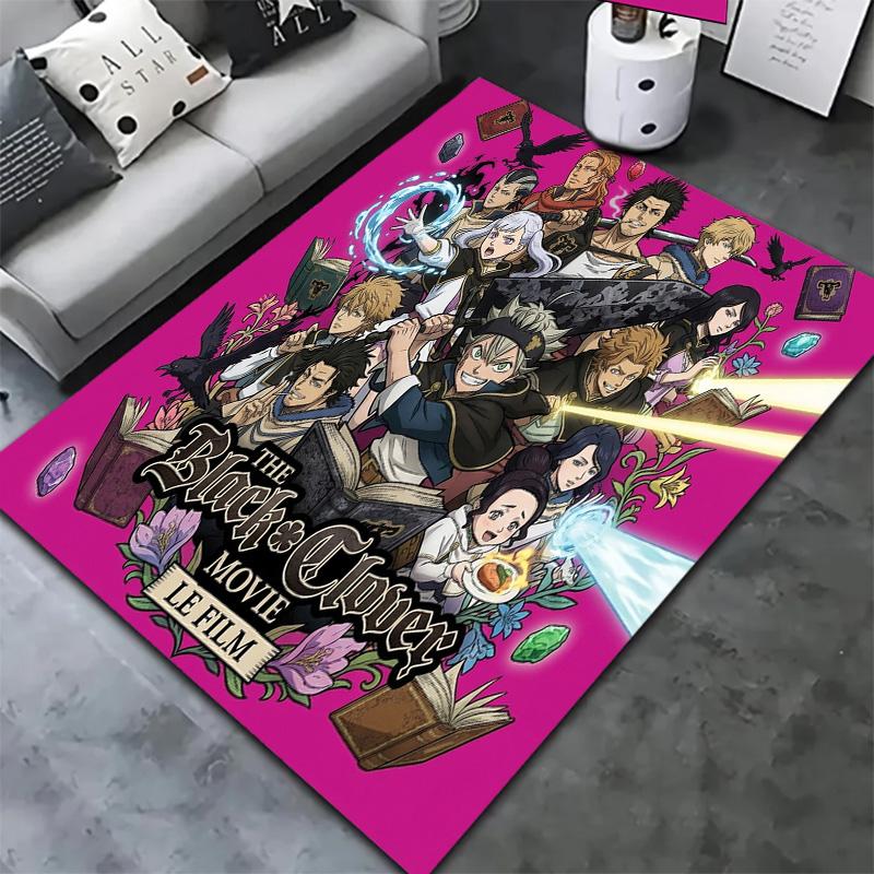 Black Clover Carpet Rug For Living Room Bedroom Home Sofa Decoration Kids Play Nonslip Floor Mat