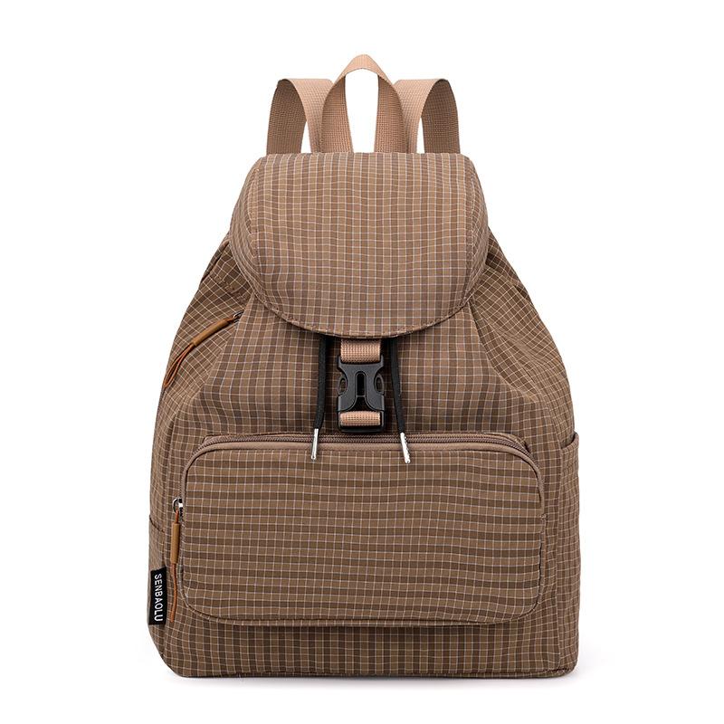 Vintage Check Backpack Commuter Lightweight Nylon Backpack