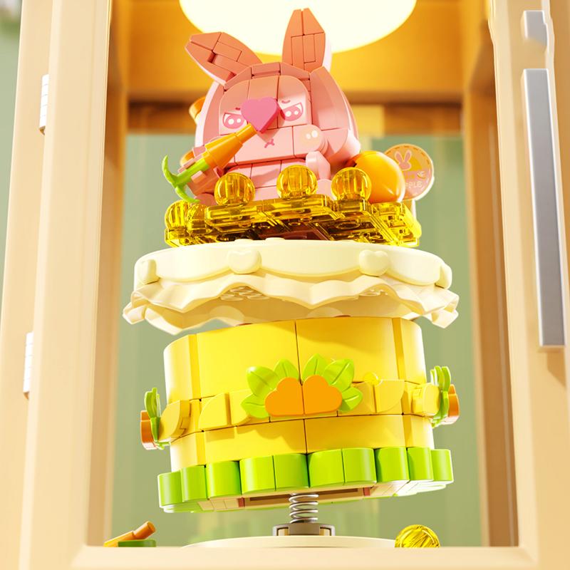 Niedliches Haustier Teetasse Kuchen Schüttelnde Bausteine DIY Tiermodell Zusammenbau Steine Schreibtischdekoration Kinder DIY Spielzeug Weihnachtsgeschenke