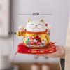 4.5 Inch Ceramic Fortune Cat with Waving Arm, Porcelain Maneki-neko Lucky Beckoning Cats Home Office Decor, Gift for Prosperity