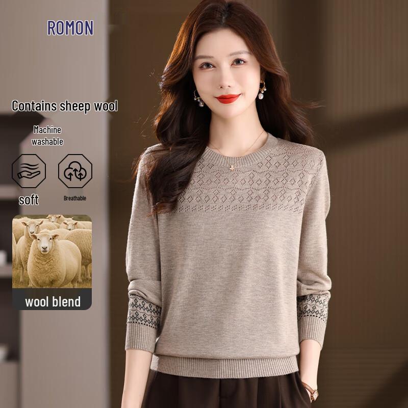 

ROMON Women s Lamb Wool Blend Knit Sweater M