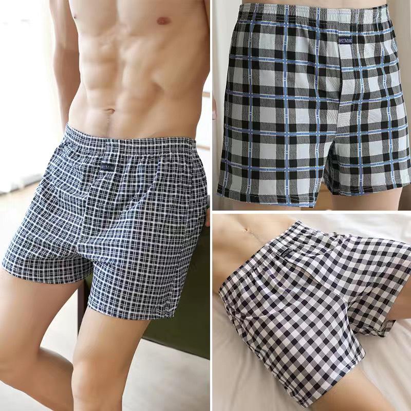 Men's High Waist Cotton Boxer Shorts - Loose Fit Sleep & Home Pants, Plus Size, Lightweight Four-Corner Design