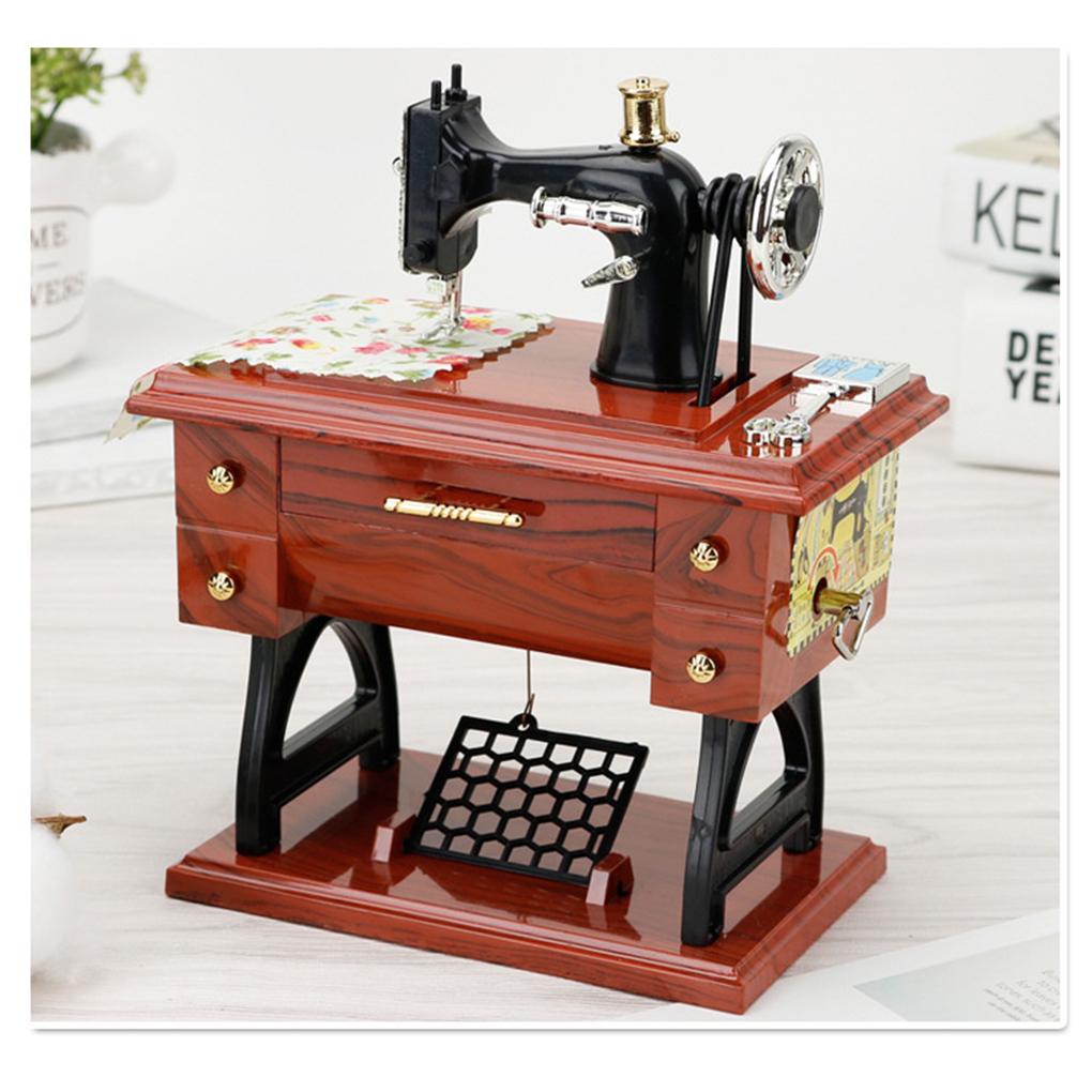 Vintage Sewing Machine Music Box Home Desktop Decoration Bedroom Living Room Small Ornament Sewing Machine Model