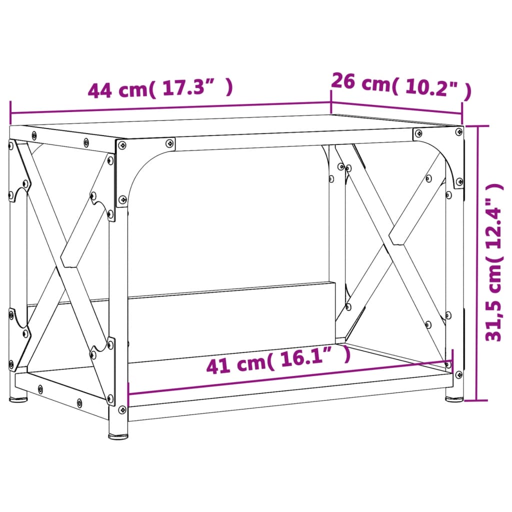 Printer Stand with 2 Shelves Brown Oak Effect 44 X 26 X 31.5 Cm