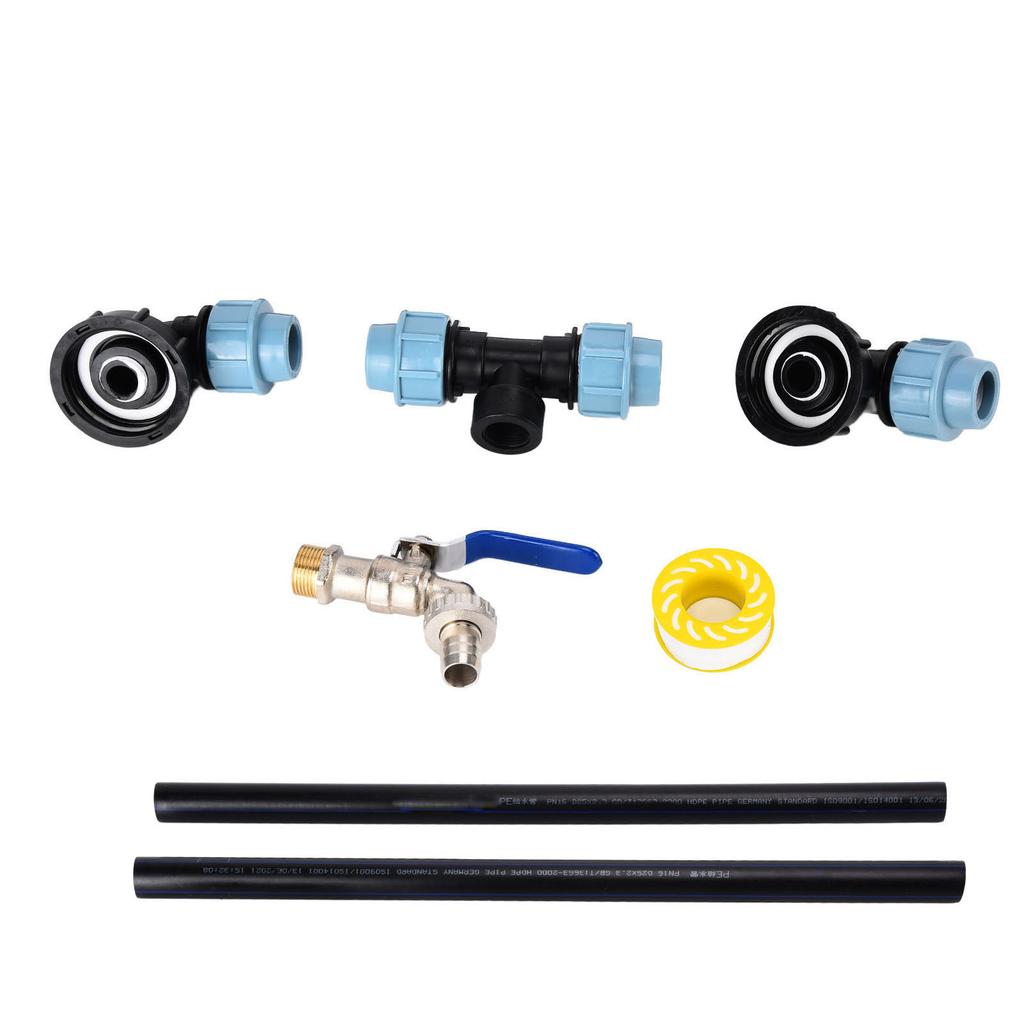 Elbow IBC Adapter Container Tank Gooseneck Outlet Tap Connector for Filling Watering Can2 Barrels In Series