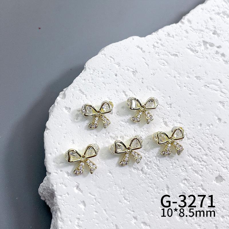 Lux Zircon Bowknot Nail Art Jewelry - Sparkling French Niche Design