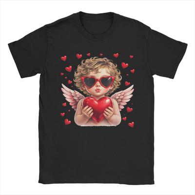 Casual Cupid Blowing Bubble Gum Heart Sunglasses Valentines TShirt for Unisex  T Shirt  Short Sleeve Tee Shirt Summer Clothing